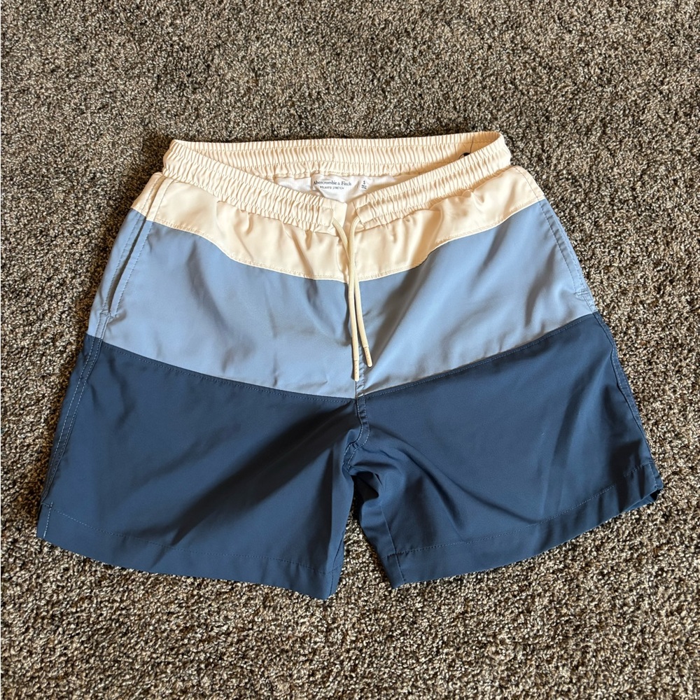 Abercrombie & Fitch Blue and Cream Swim Trunks